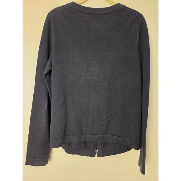 Banana Republic Womens Cardigan Size L Black & White Beaded Accents Hook & Eye - Picture 6 of 8